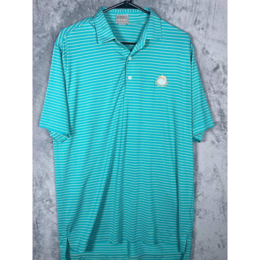 Butler National‎ Golf Fennec Mens Teal Orange Striped Polo Shirt Size Medium